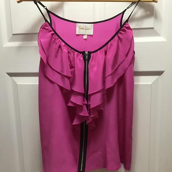 Yumi Kim Pink Ruffle Silk Camisole with Zip XS - Picture 4 of 7